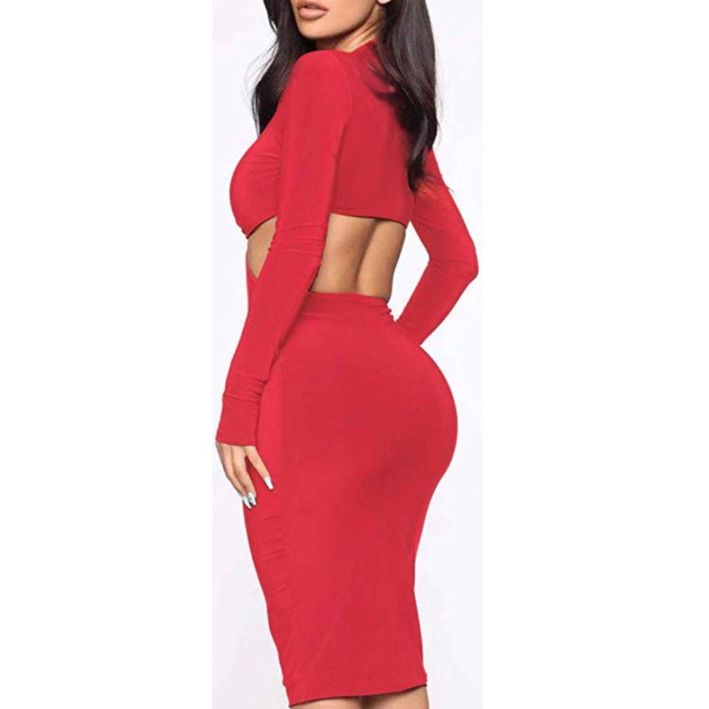 Red cut out club wear dress - Picture 3 of 6
